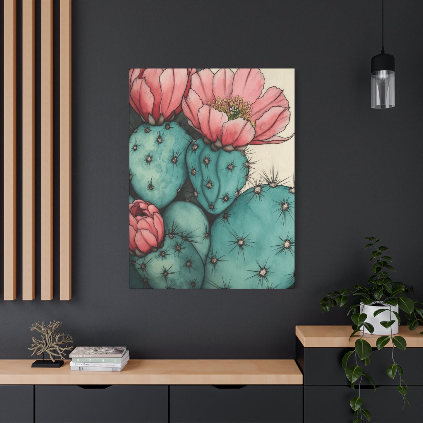 Pale Cacti and Flowers