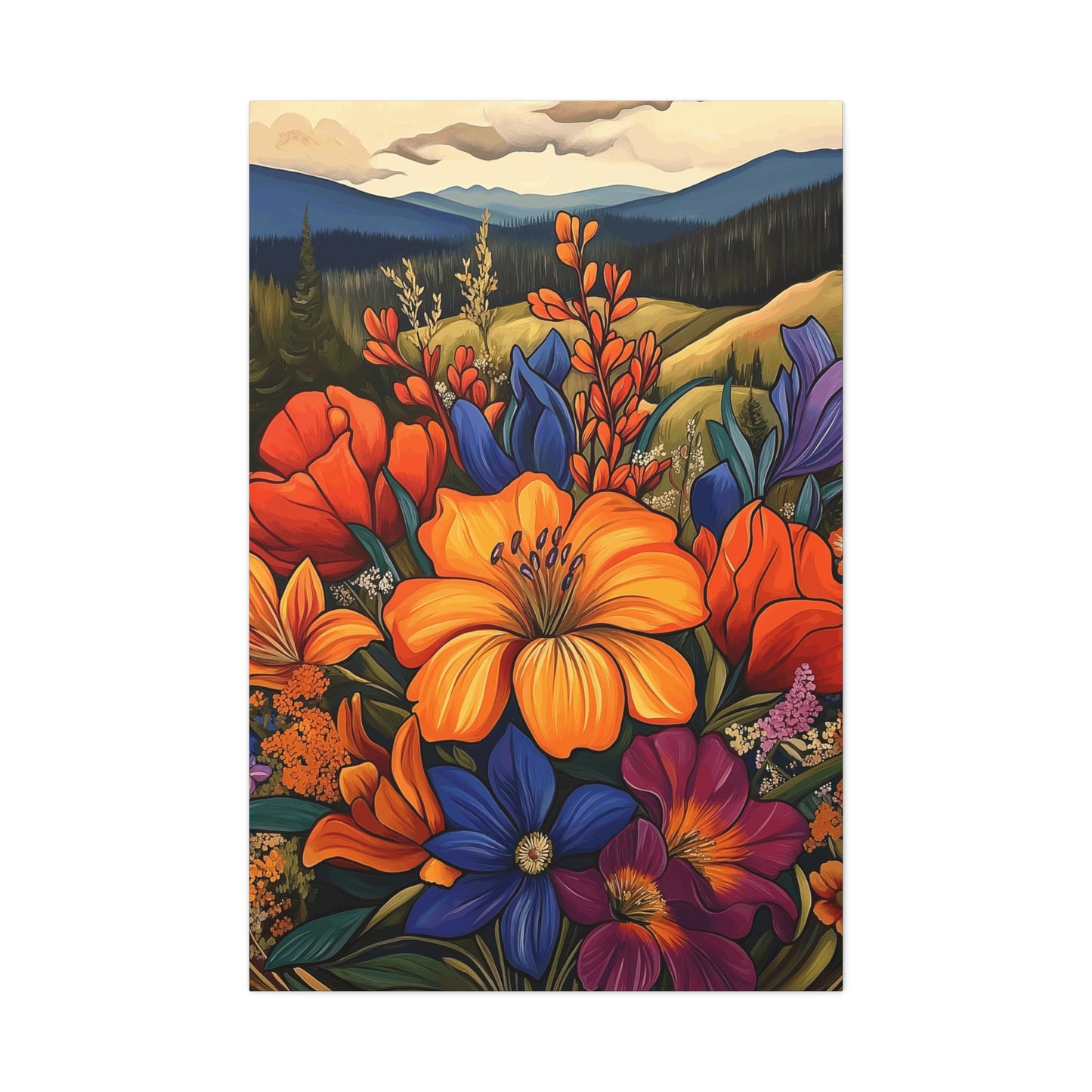 Bold Flowers in Mountains