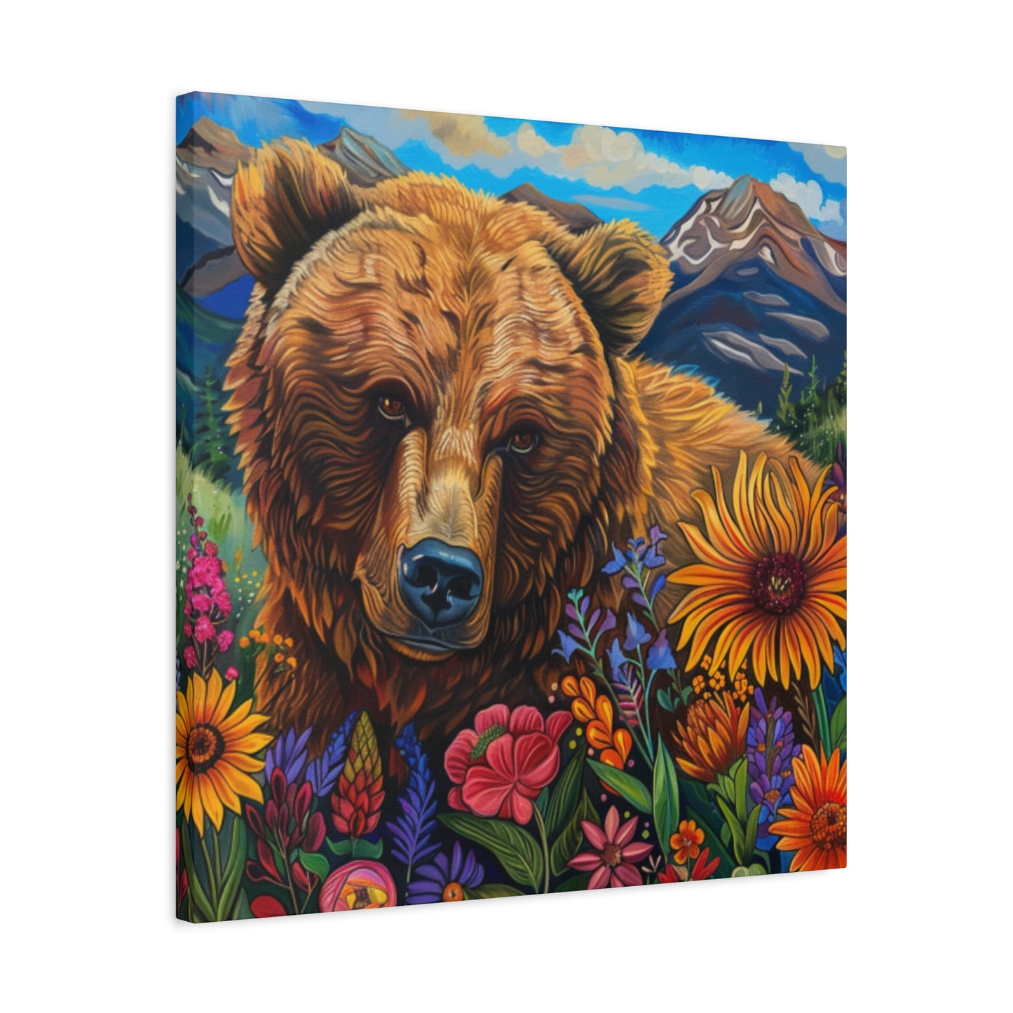 Brown Bear with Wildflowers