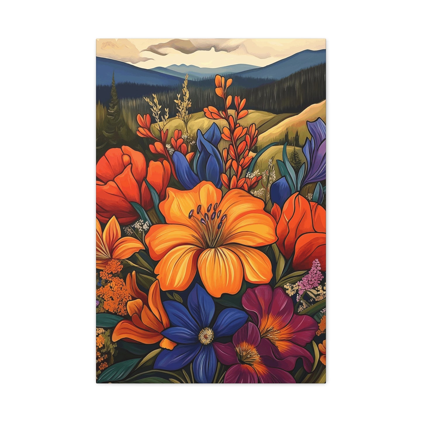 Bold Flowers in Mountains