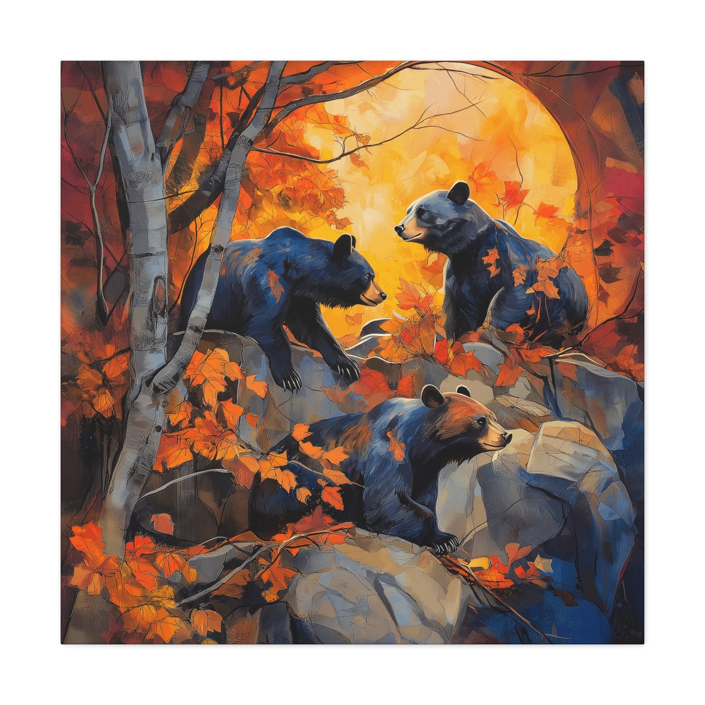 Autumn Bears Canvas Art