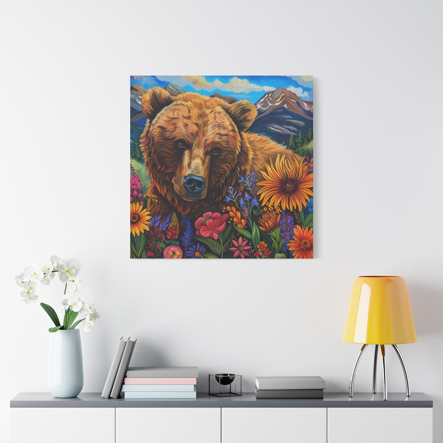 Brown Bear with Wildflowers
