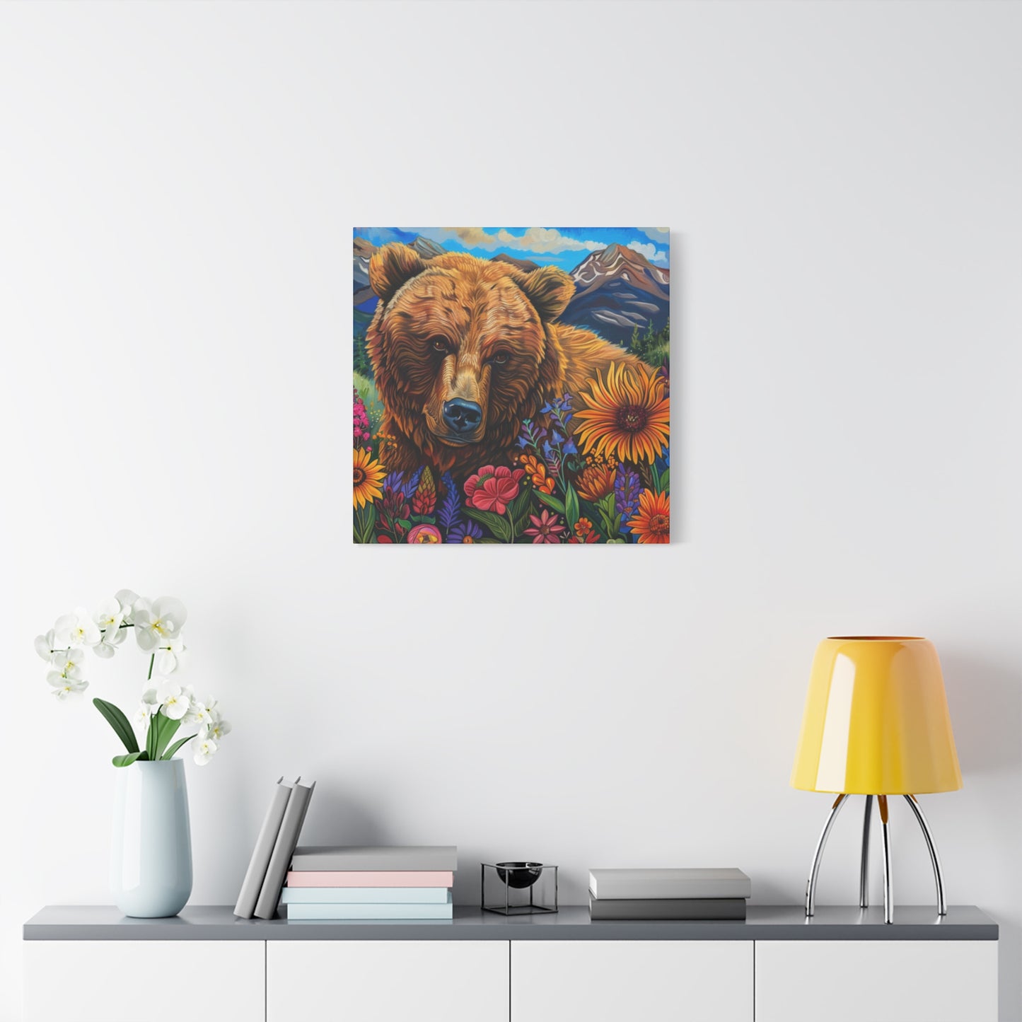 Brown Bear with Wildflowers