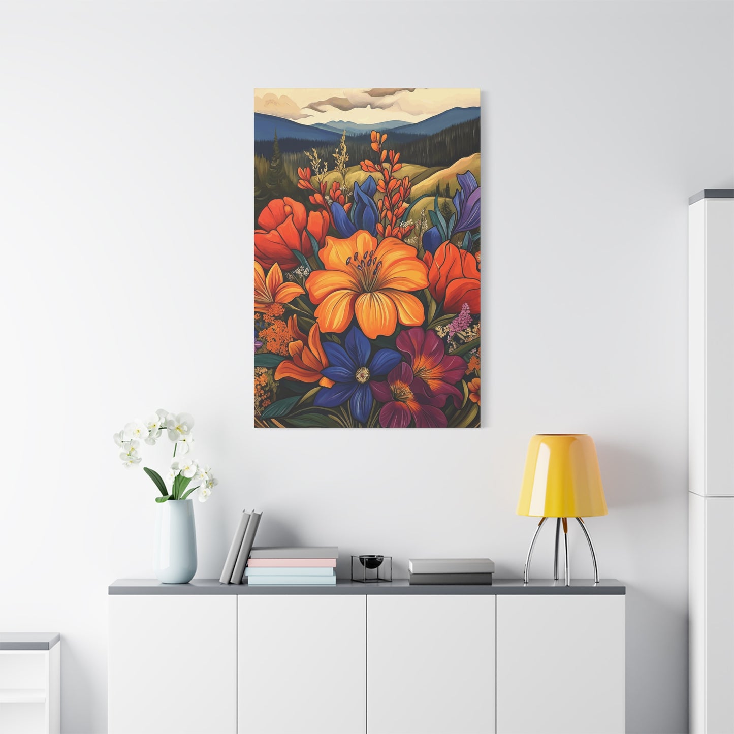 Bold Flowers in Mountains