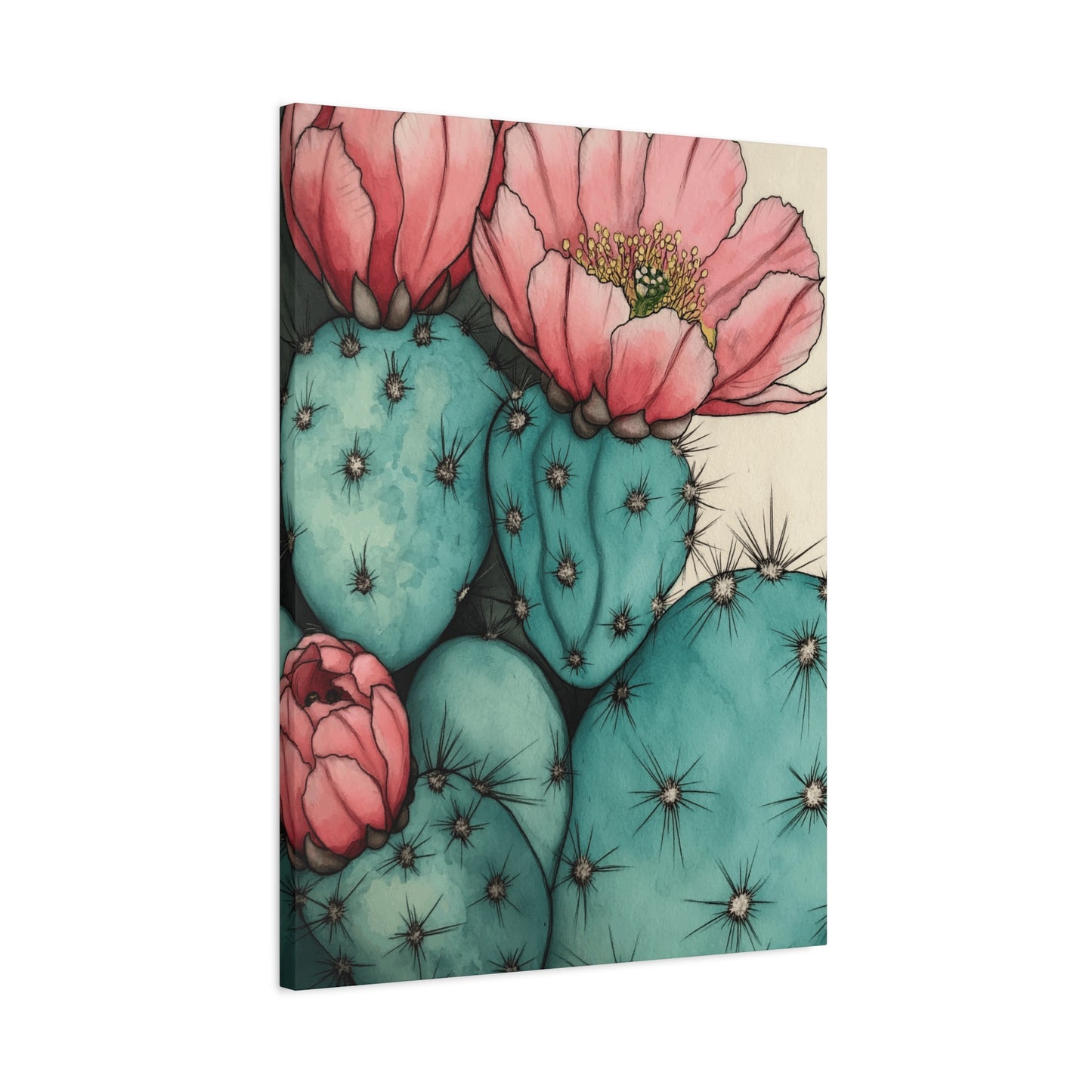 Pale Cacti and Flowers