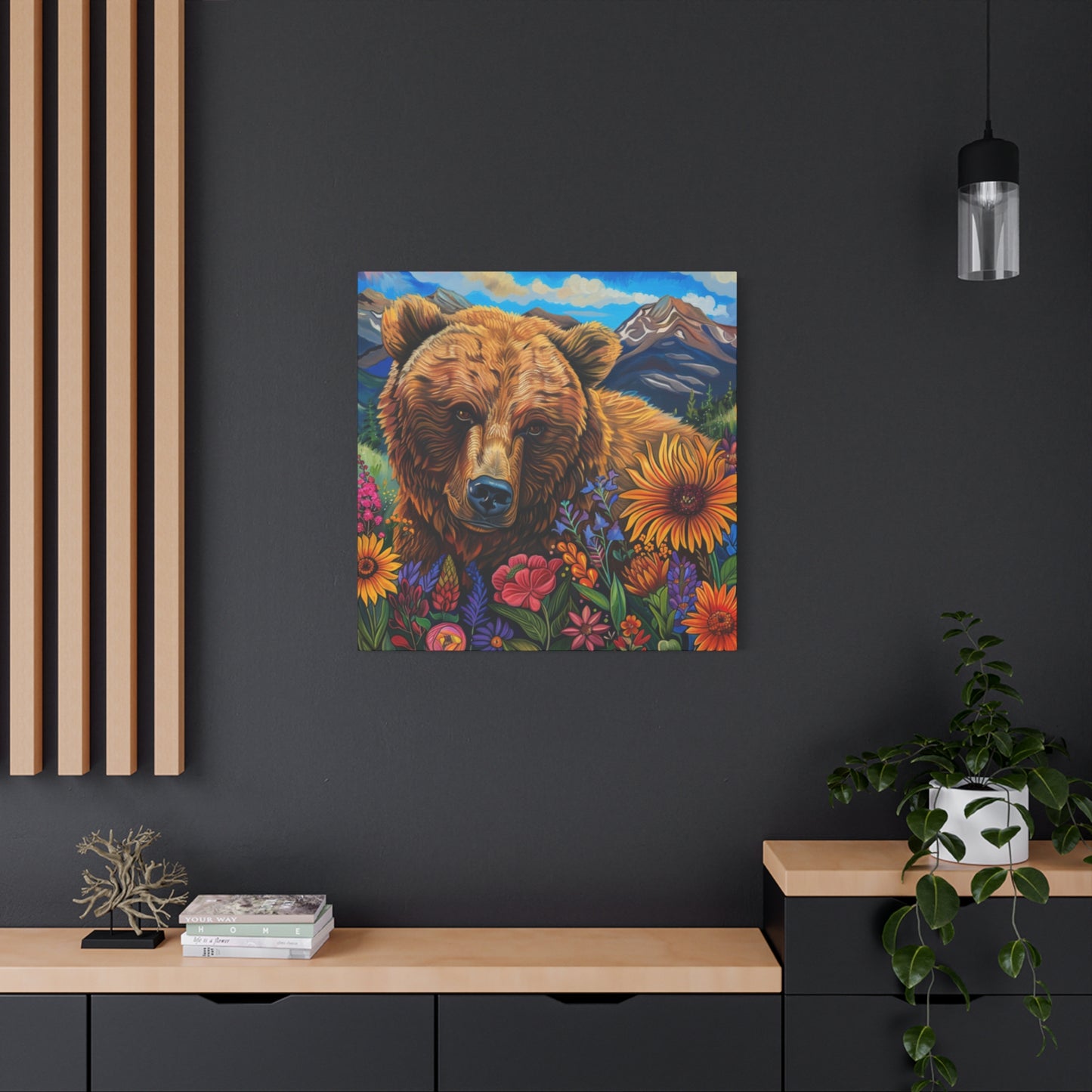 Brown Bear with Wildflowers