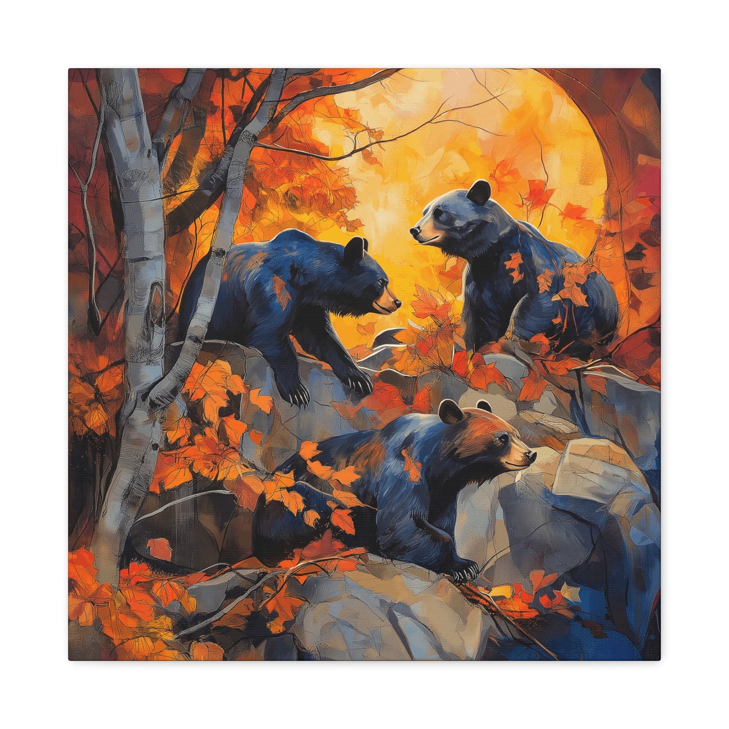 Autumn Bears Canvas Art