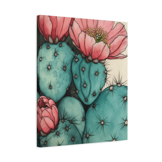 Pale Cacti and Flowers