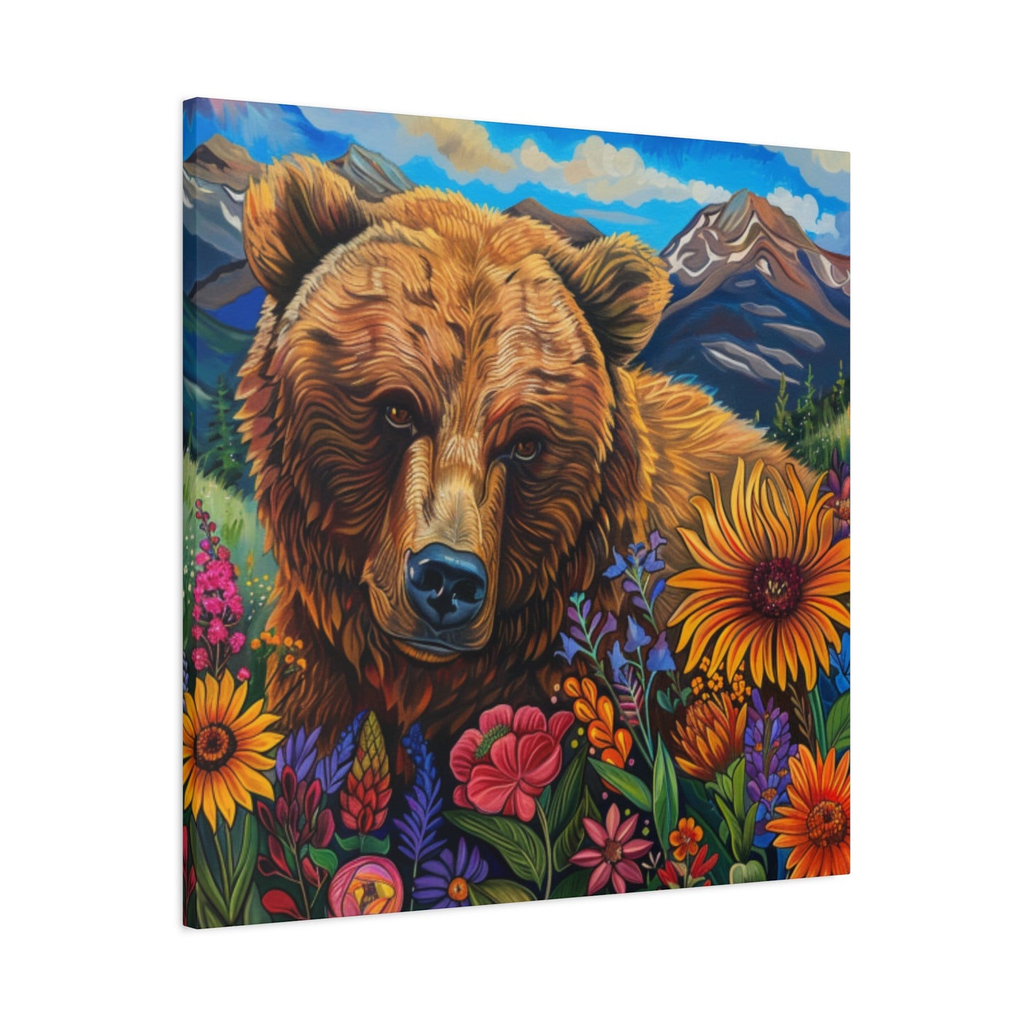 Brown Bear with Wildflowers