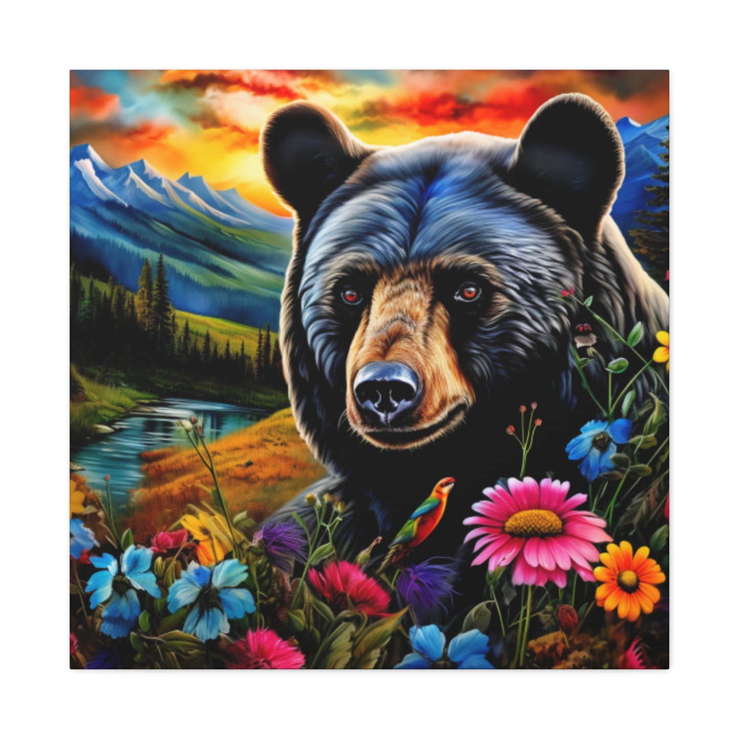 Colorado Black Bear with Flowers