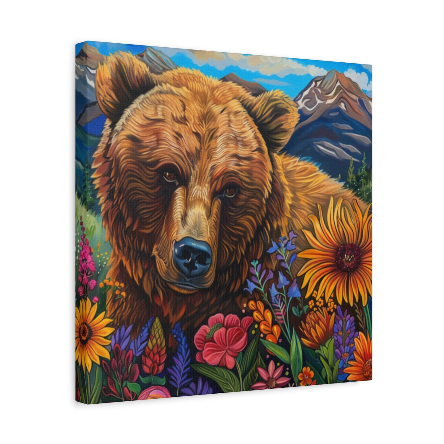 Brown Bear with Wildflowers