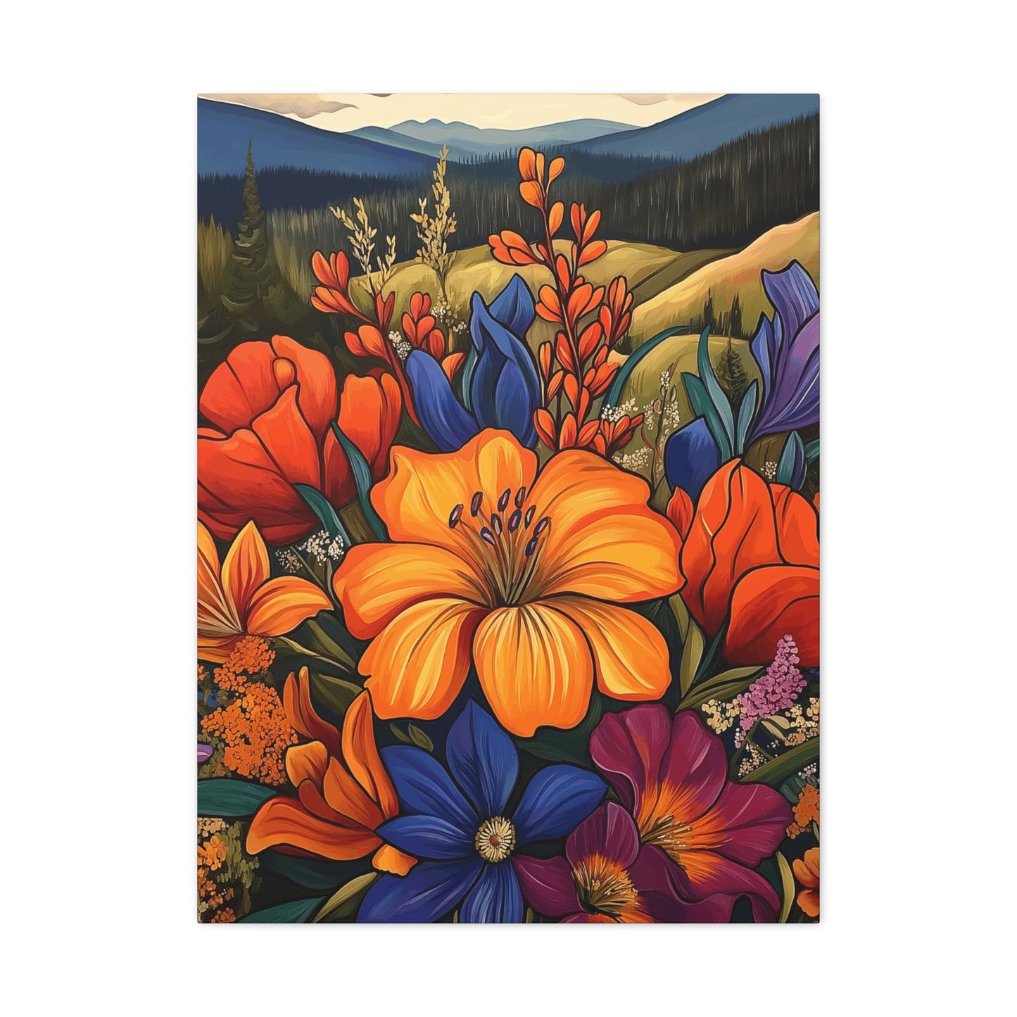 Bold Flowers in Mountains