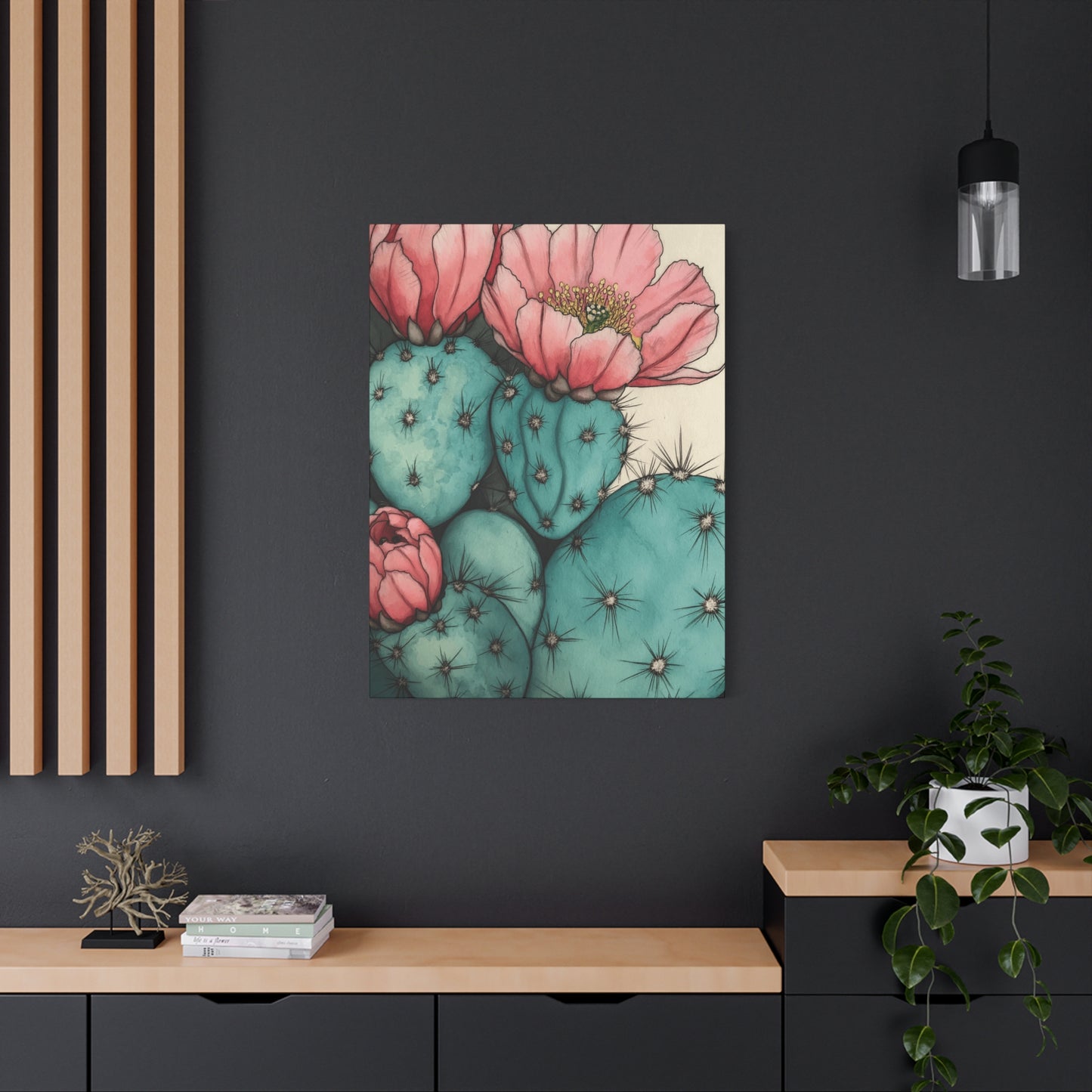 Pale Cacti and Flowers